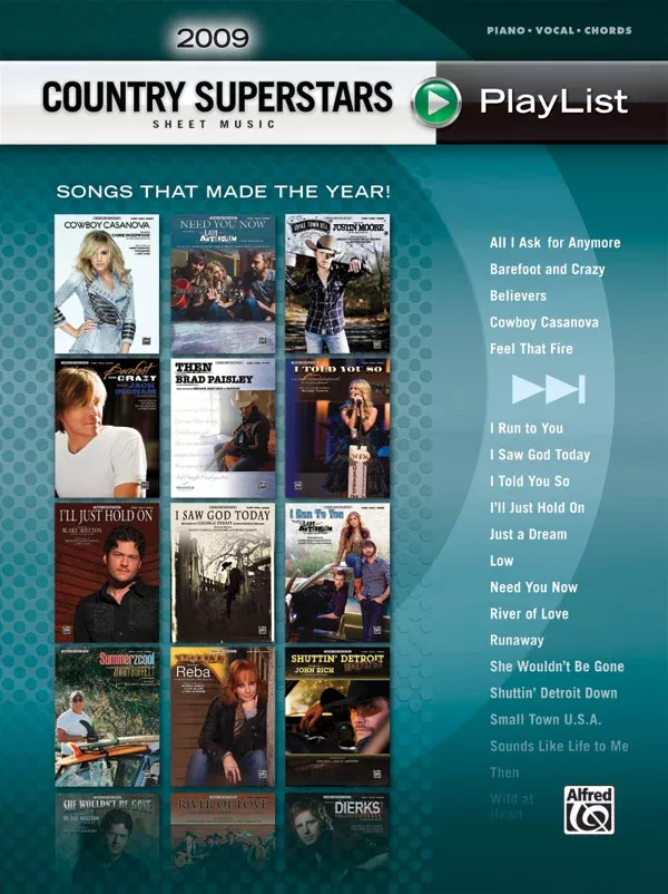 2009 Country Superstars Sheet Music Playlist