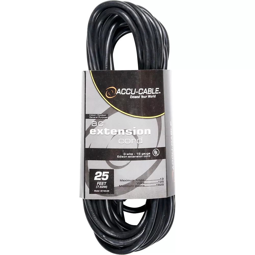 ACCU CABLE EC163 16 Gauge IEC Power Extension Cord 25 ft.