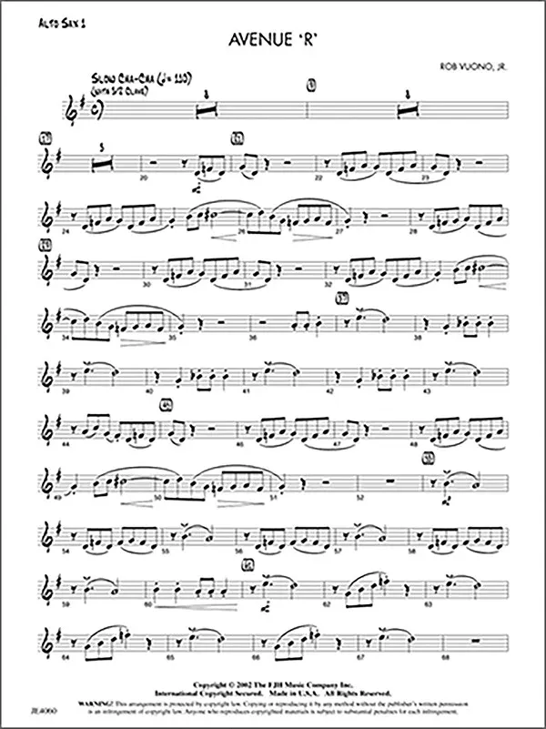 Avenue ‘R’: Jazz Ensemble Conductor Score & Parts