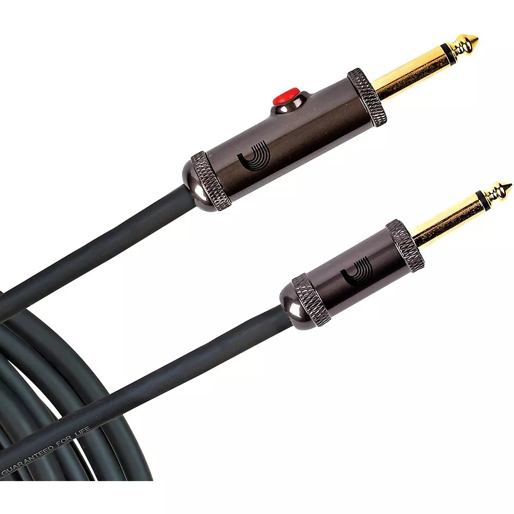 D'Addario Circuit Breaker Instrument Cable With Latching Cut-Off Switch, Straight Plug 10 ft. Black