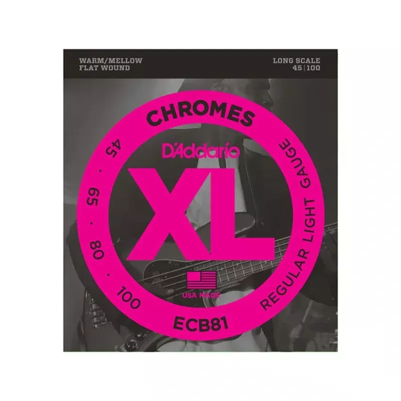 D’Addario ECB81 Chrome Bass Guitar Strings, 45-100, Long Scale