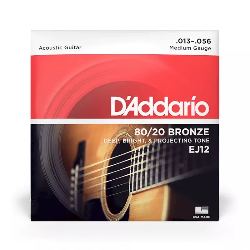 D’Addario EJ12 80/20 Bronze Acoustic Guitar Strings, Medium, 13-56
