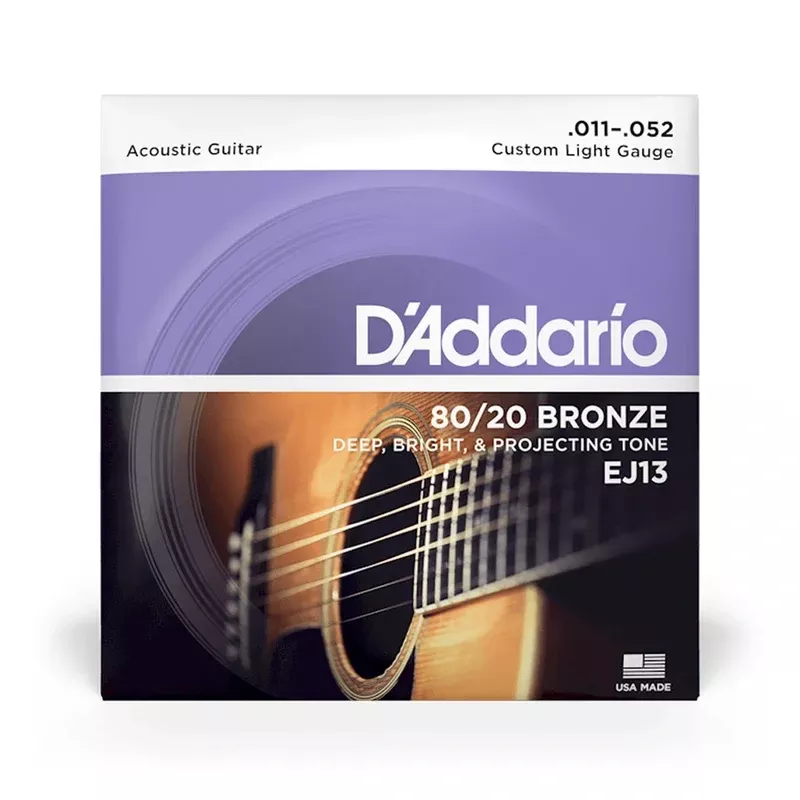 D’Addario EJ13 80/20 Bronze Acoustic Guitar Strings, Custom Light, 11-52