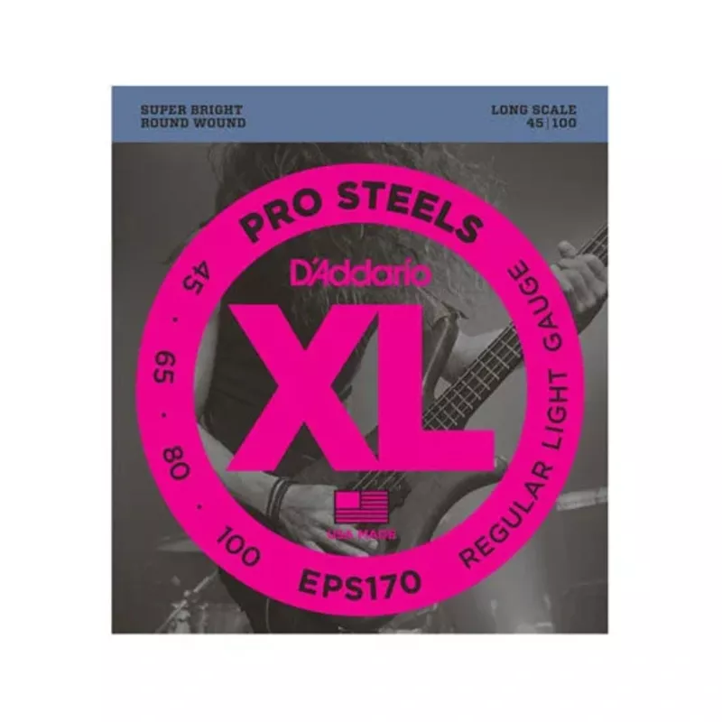 D’Addario EPS170 ProSteels Bass Guitar Strings, 45-100, Long Scale