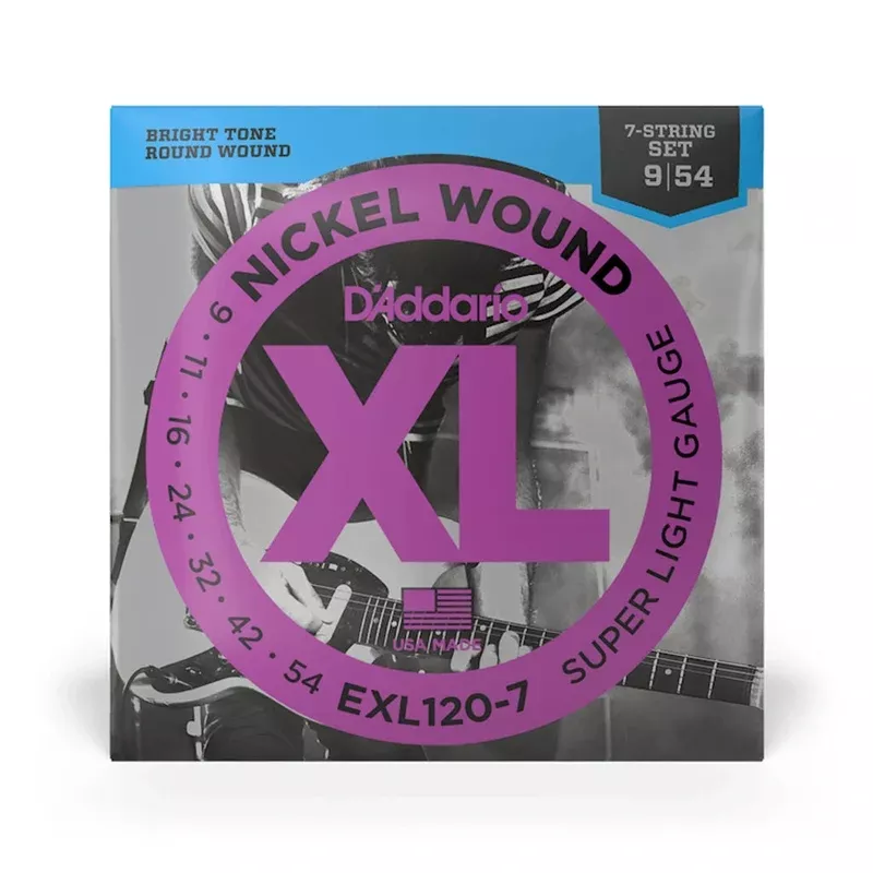 D’Addario EXL120-7 Nickel Wound Electric Guitar Strings, 7-String, Super Light, 9-54