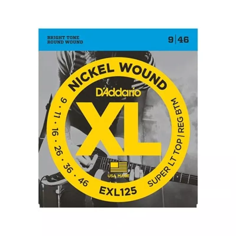D’Addario EXL125 Nickel Wound Electric Guitar Strings, Super Light Top/ Regular Bottom, 9-46