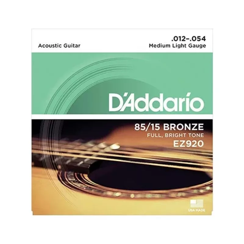 D’Addario EZ920 85/15 Bronze Acoustic Guitar Strings, Medium Light, 12-54
