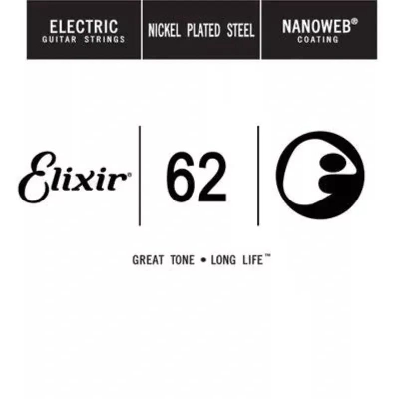 Elixir 15262 NanoWeb Coated Nickel Plated Steel Electric Guitar String – .062