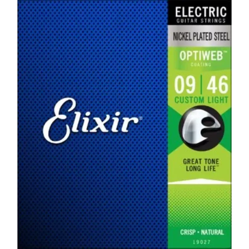 Elixir 19027 Optiweb Coated Nickel Plated Steel Electric Guitar Strings – .009-.046