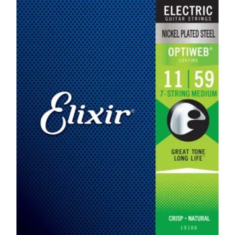 Elixir 19106 Optiweb Medium Nickel Plated Electric Guitar 7 Strings – .011-.059