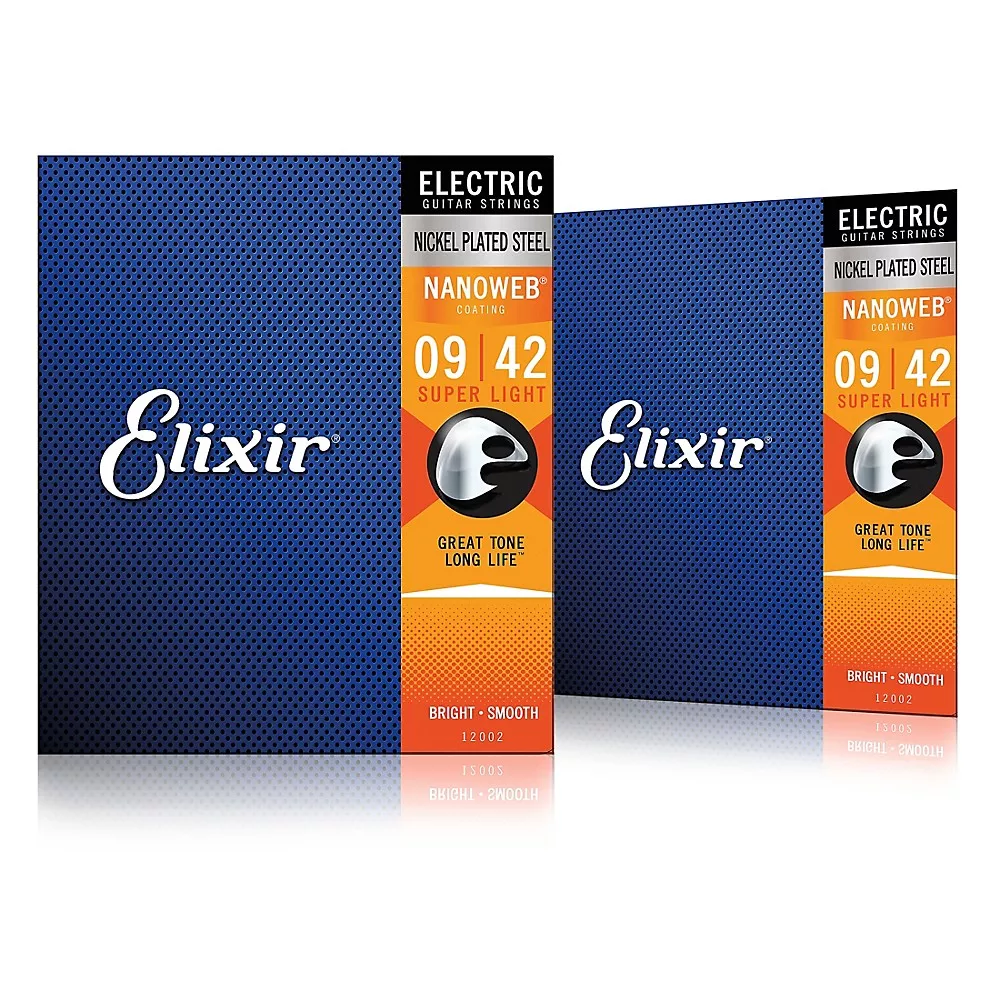 Elixir Electric Guitar Strings with NANOWEB Coating, Super Light (.009-.042) 2-Pack