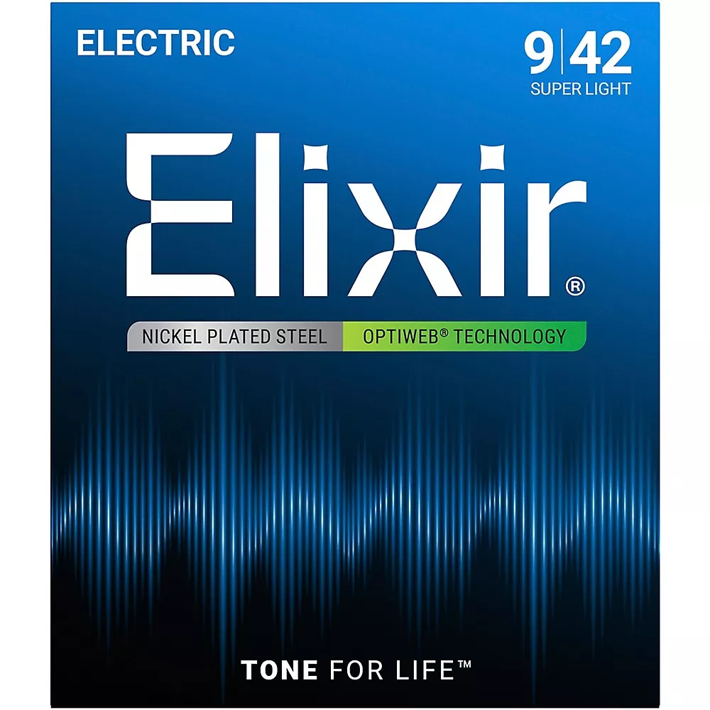 Elixir Electric Guitar Strings With OPTIWEB Coating, Super Light (.009-.042)