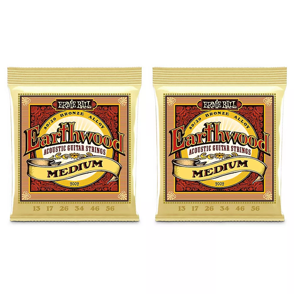 Ernie Ball 2002 Earthwood 80/20 Bronze Medium Acoustic Guitar Strings 2-Pack