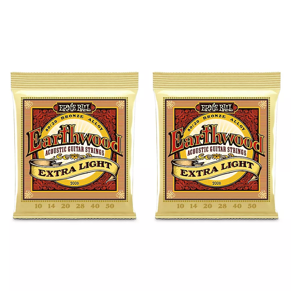 Ernie Ball 2006 Earthwood 80/20 Bronze Extra Light Acoustic Guitar Strings 2-Pack