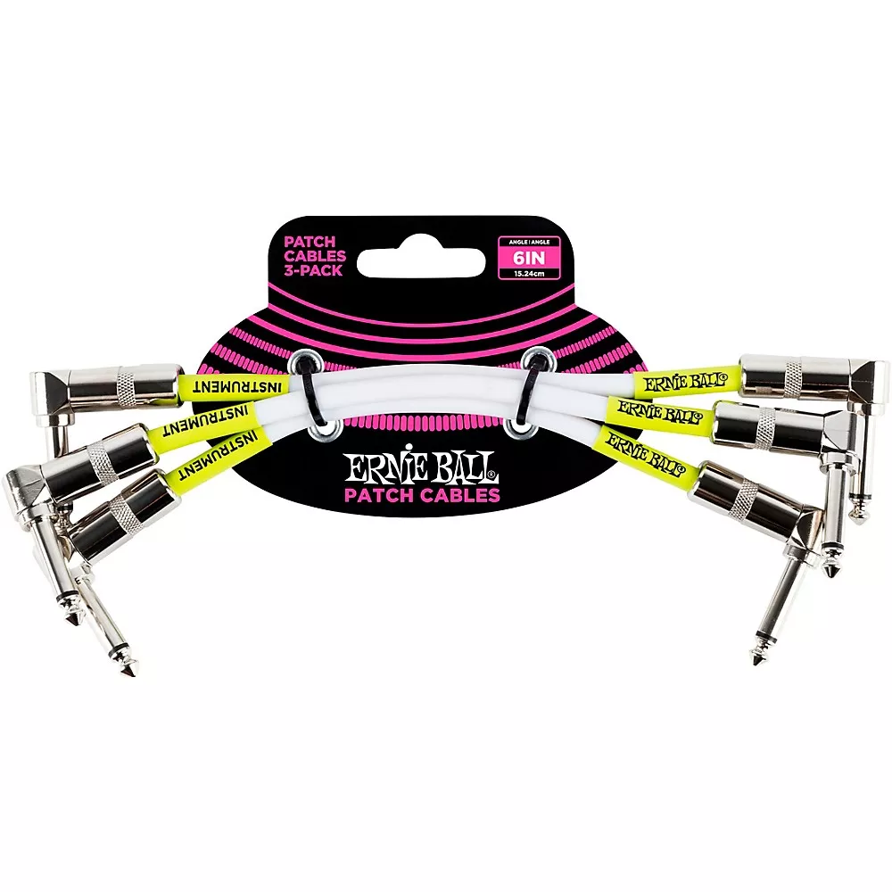 Ernie Ball Ernie Ball 6" Instrument Patch Cable 3-Pack - 6 in. White
