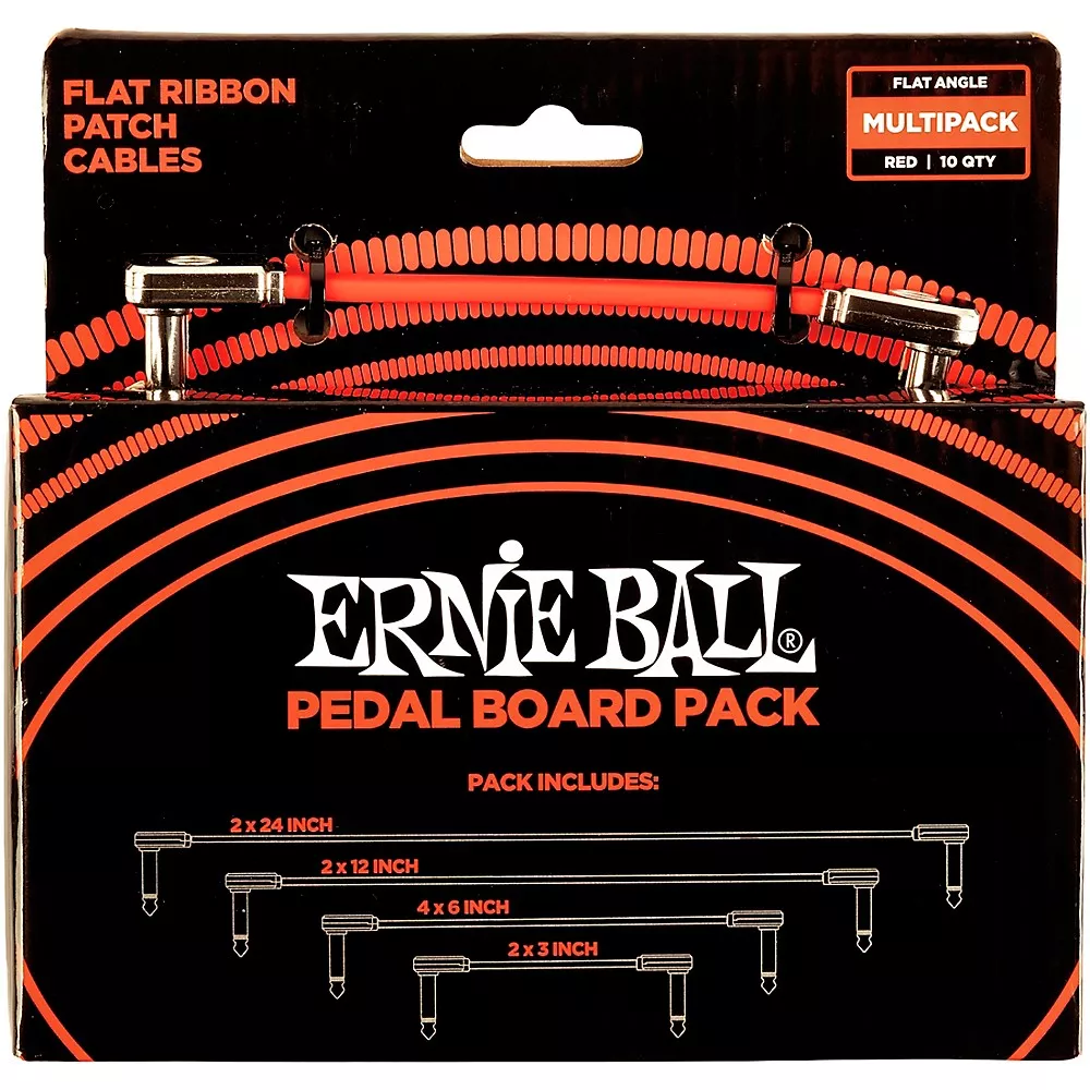 Ernie Ball Flat Ribbon Patch Cables Pedalboard Pack - Red