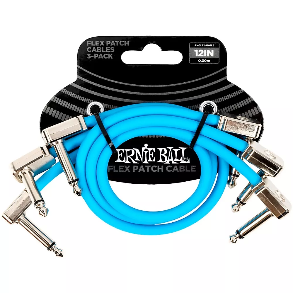 Ernie Ball Flex Patch Cable 3-Pack - 12 in. Blue