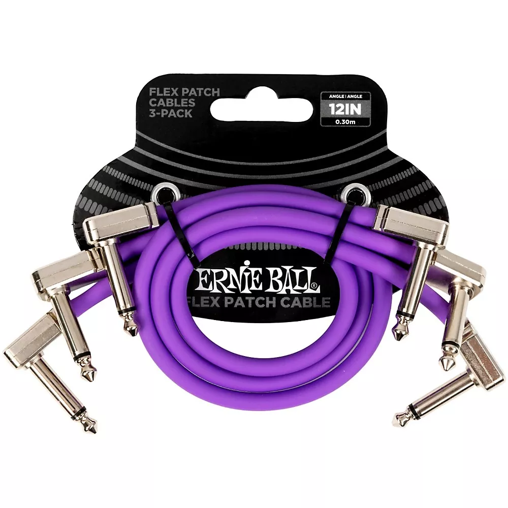 Ernie Ball Flex Patch Cable 3-Pack - 12 in. Purple