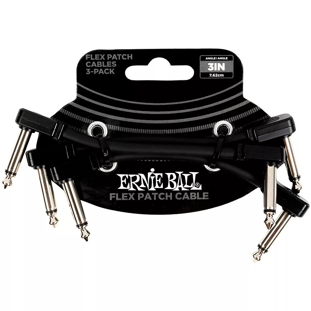 Ernie Ball Flex Patch Cable 3-Pack - 3 in. Black