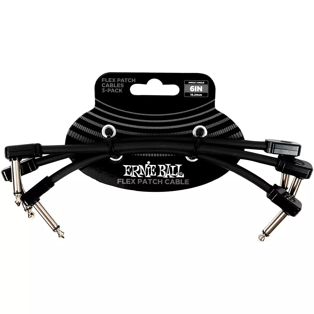 Ernie Ball Flex Patch Cable 3-Pack - 6 in. Black