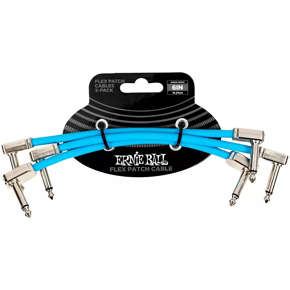 Ernie Ball Flex Patch Cable 3-Pack - 6 in. Blue