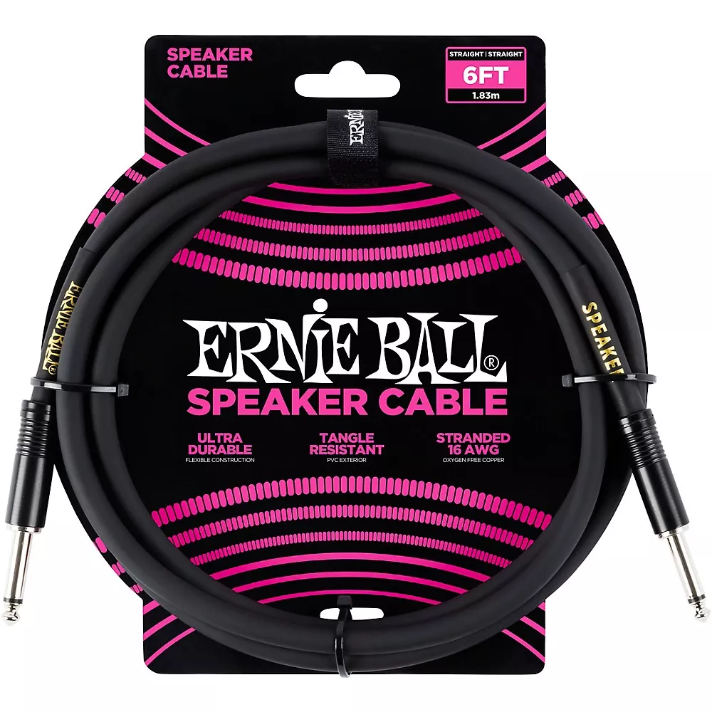 Ernie Ball Speaker Cable Black Straight/Straight 6 ft. Black