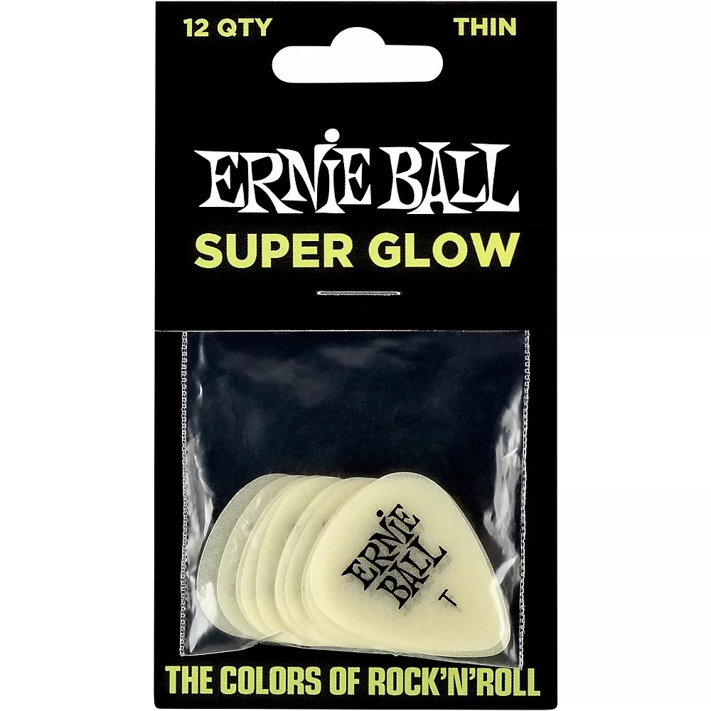 Ernie Ball Super Glow Guitar Picks - Thin 12 Pack