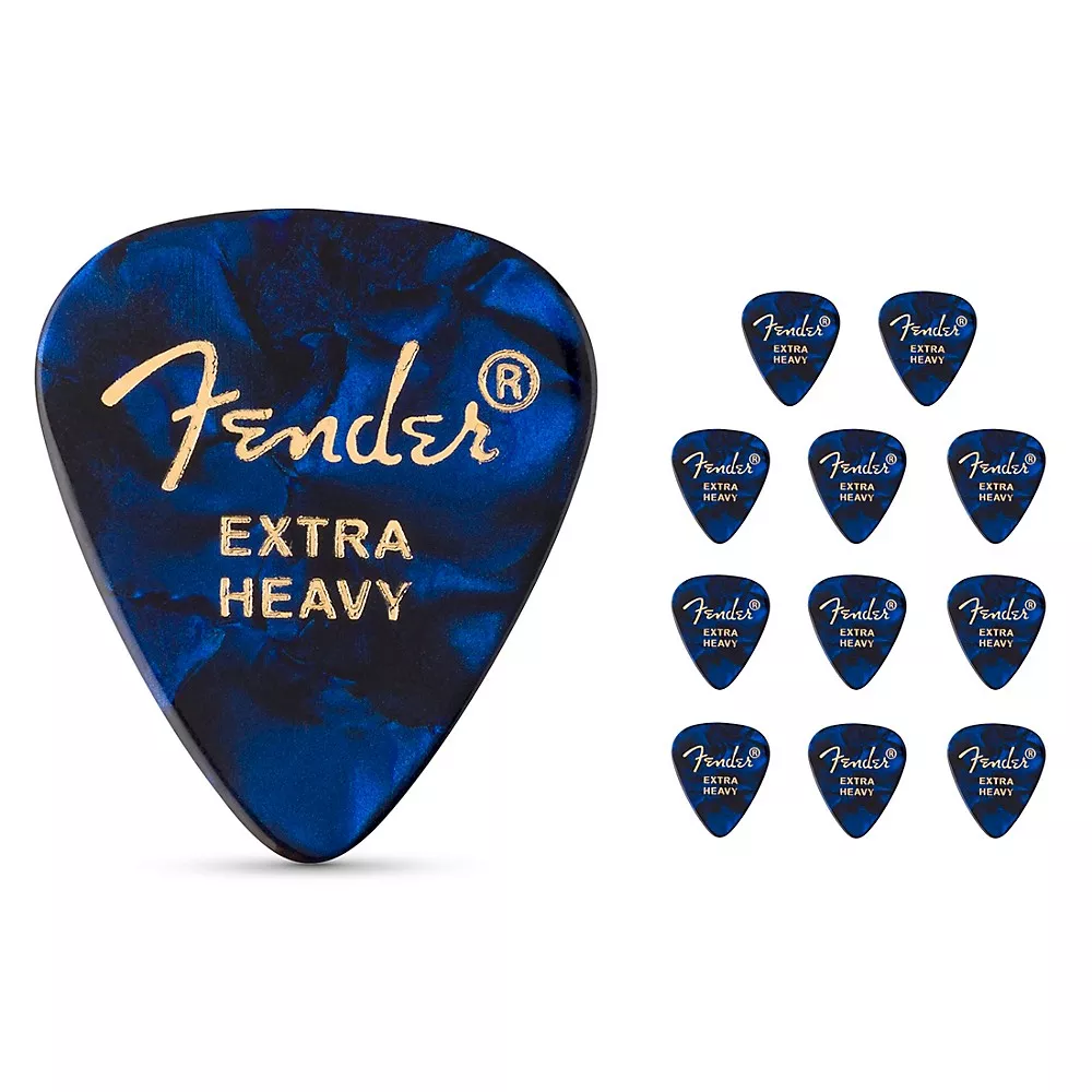 Fender 351 Premium Celluloid Guitar Picks 12-Pack - Blue Moto X-Heavy