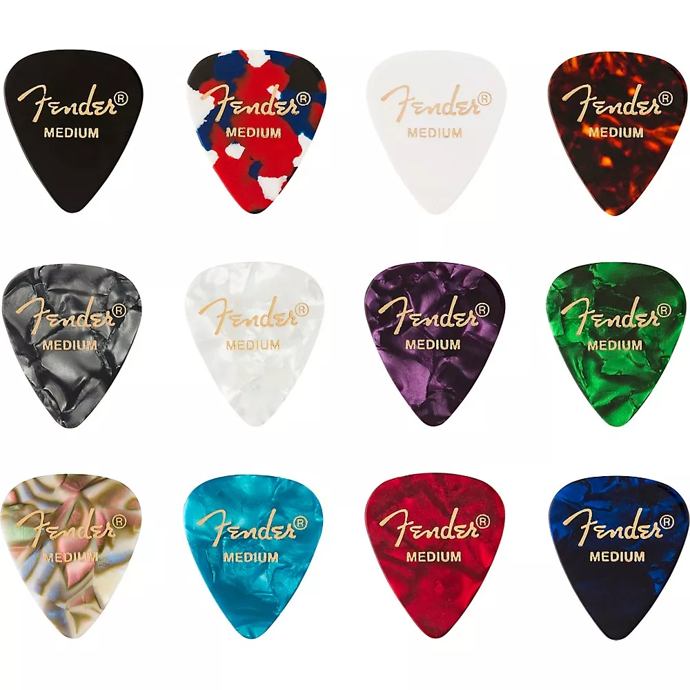 Fender 351 Shape Celluloid Medley Guitar Picks - Medium 12 Pack
