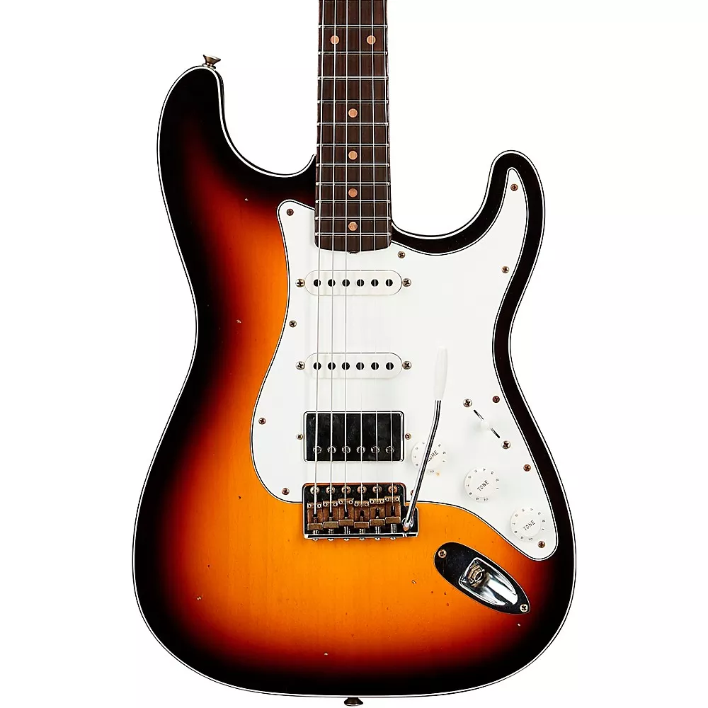 Fender Custom Shop Limited-Edition Double Bound HSS Stratocaster Journeyman Relic Electric Guitar Aged Inca Silver