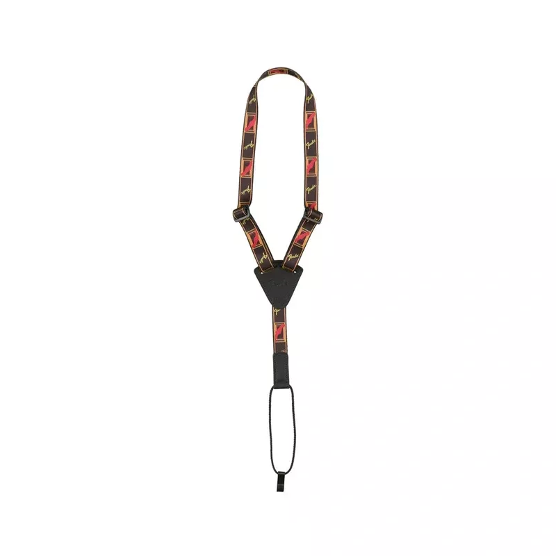 Fender Monogrammed Ukulele Strap, Black/Yellow/Red