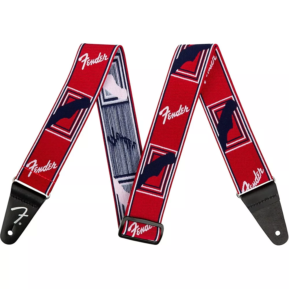 Fender WeighLess Monogram Guitar Strap Red, White, and Blue 2 in.