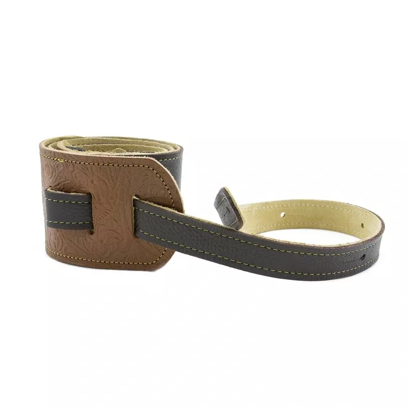 Franklin Strap 3 Glove Leather/Tooled Leather End Tabs Strap – Chocolate/Caramel
