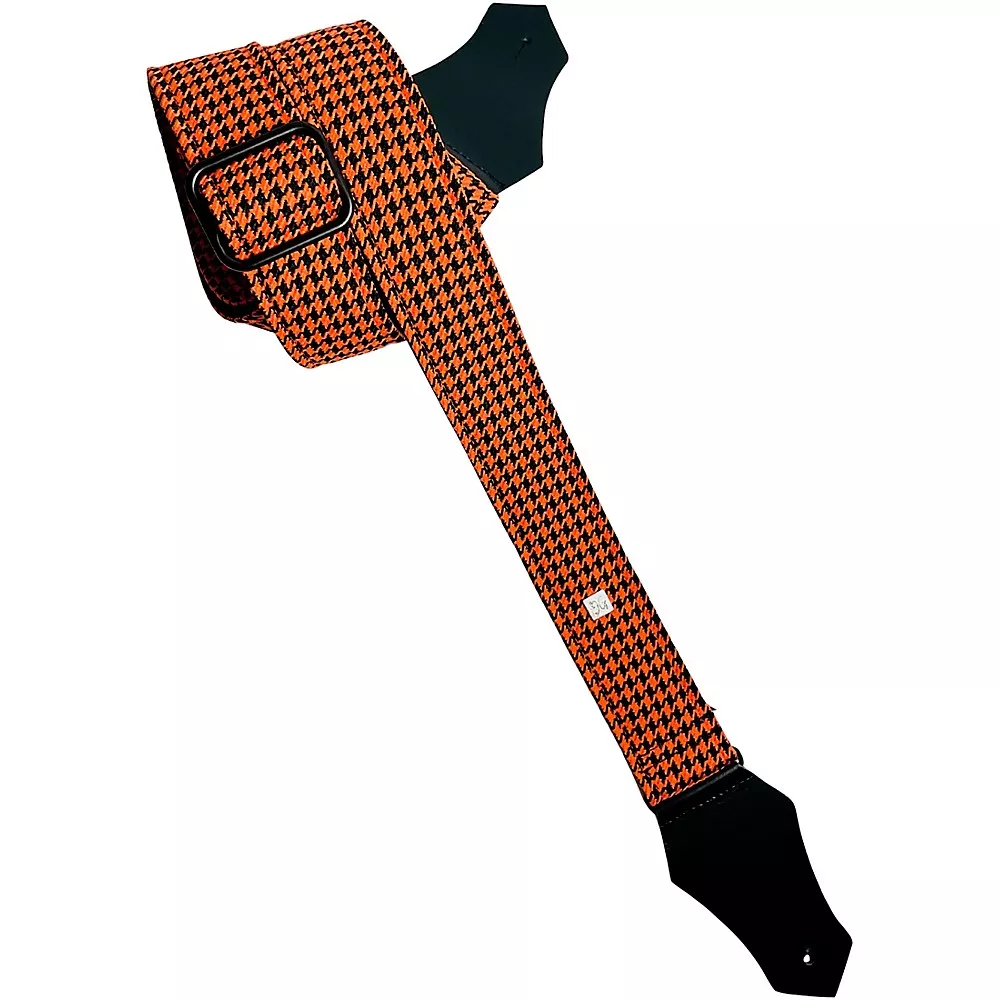 Get'm Get'm Fly Hounds Tooth Guitar Strap Orange 2 in.