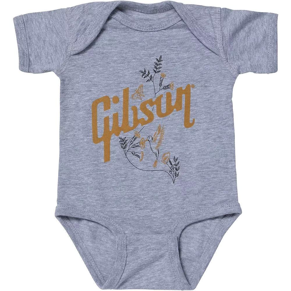Gibson Hummingbird Onesie 3/6M Gray