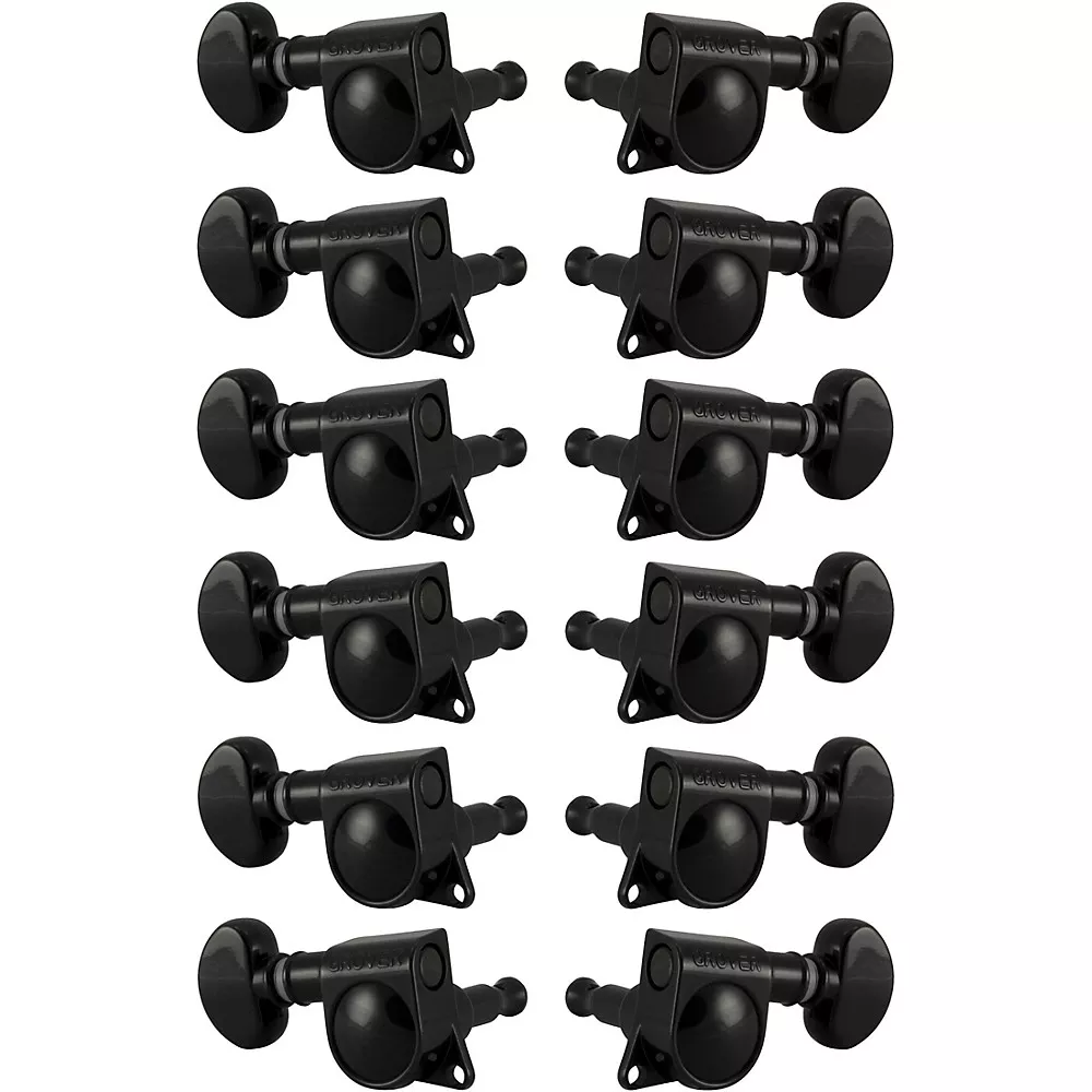 Grover Mid-Size Rotomatics 305 Series Tuning Machines Black Chrome 6+6