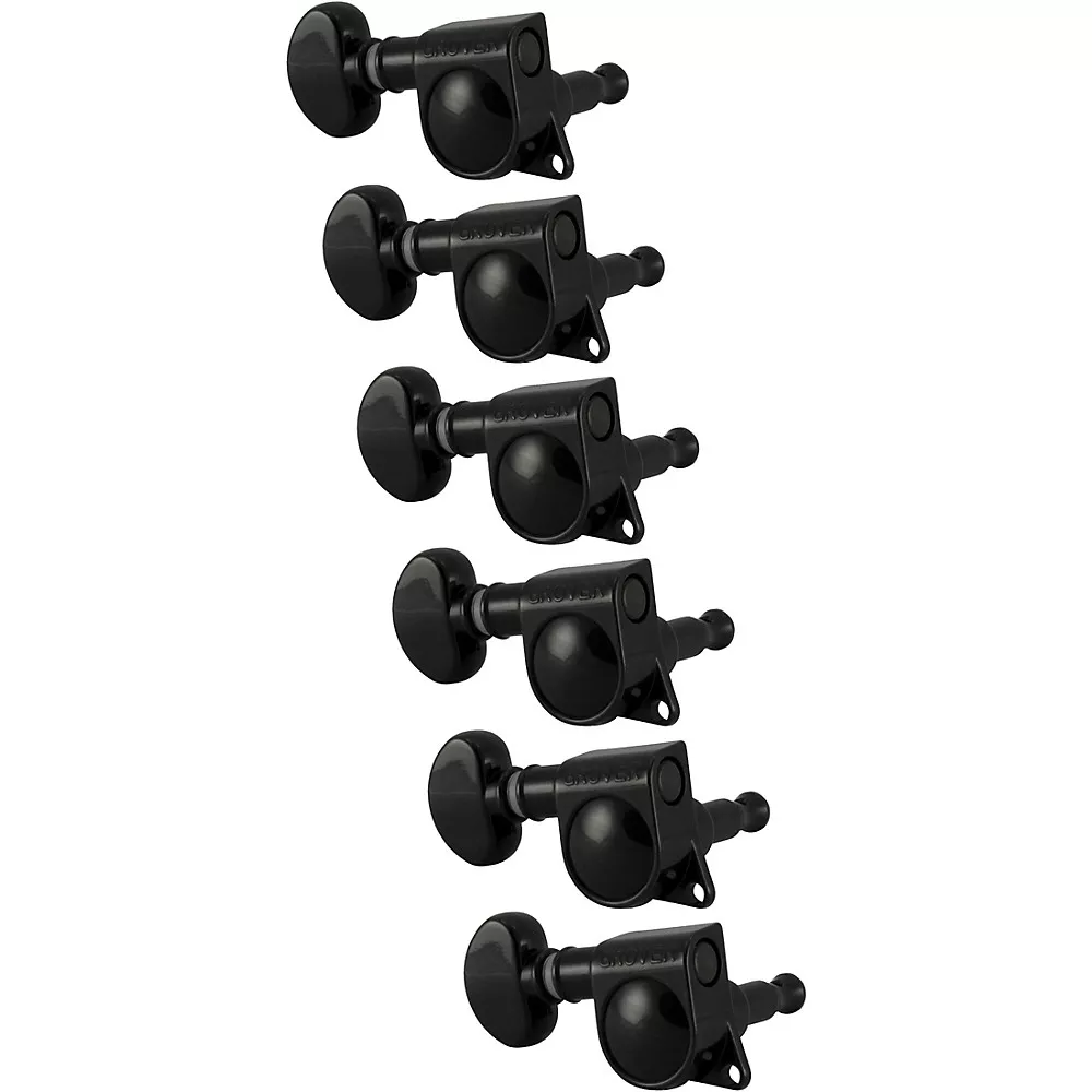 Grover Mid-Size Rotomatics 305 Series Tuning Machines Black Chrome Reverse 6-in-line
