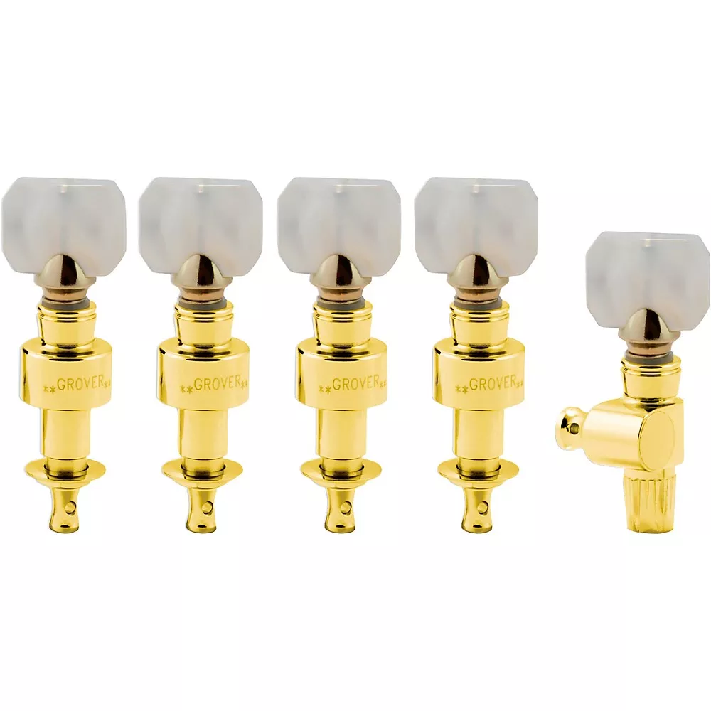 Grover Planetary Square Pearloid Button Tuning Pegs Gold