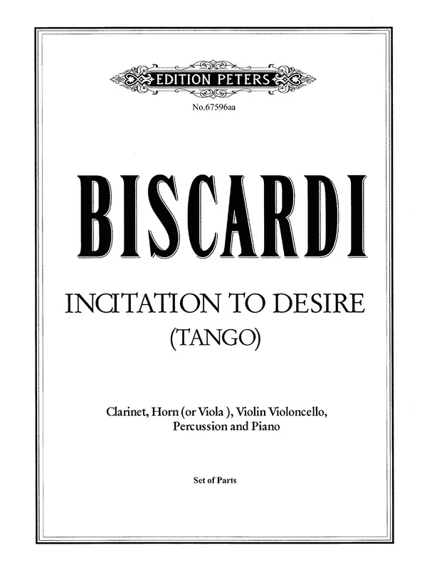 Incitation to Desire (Tango) (Parts): Mixed Ensemble Book