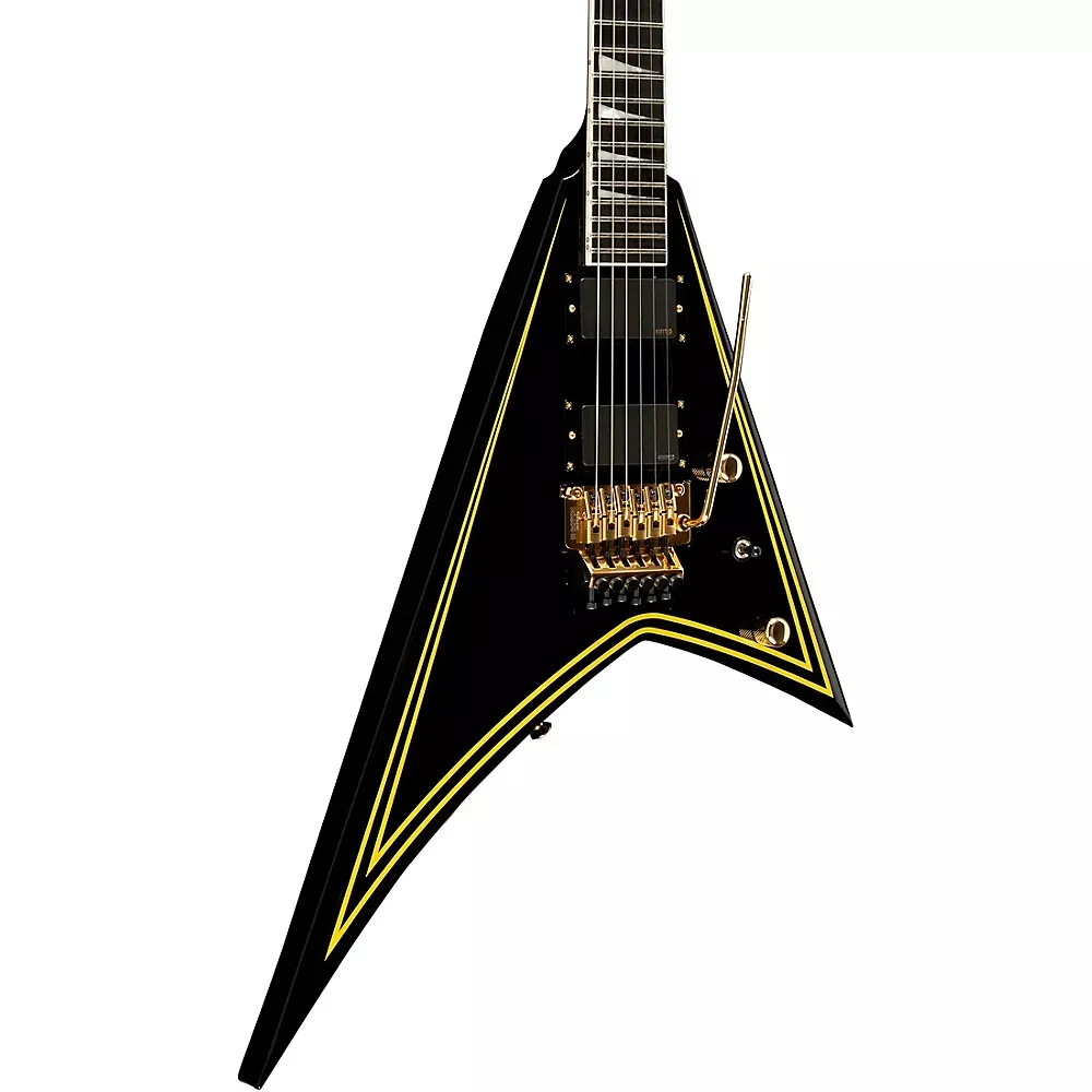 Jackson MJ Series Rhoads RR24-MG Electric Guitar Black with Yellow Pinstripes
