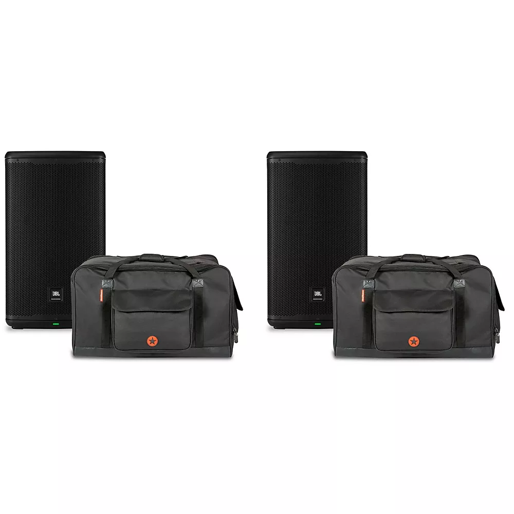 JBL EON712 12" Powered Speaker Pair With Road Runner Bags