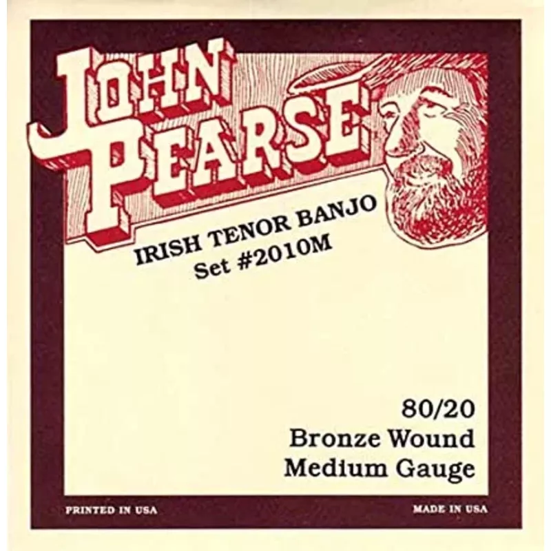 John Pearse 80/20 Bronze Wound Irish Tenor 4-String Banjo Strings – Medium Gauge