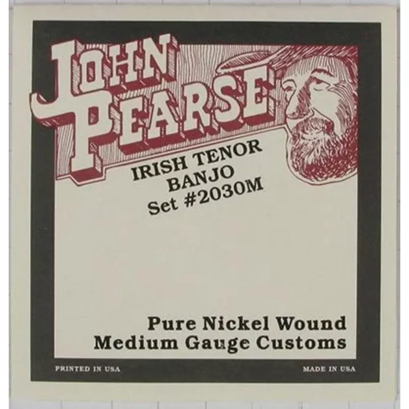 John Pearse JP2030 Pure Nickel Wound Irish Tenor 4-String Banjo Strings – Medium Gauge Customs