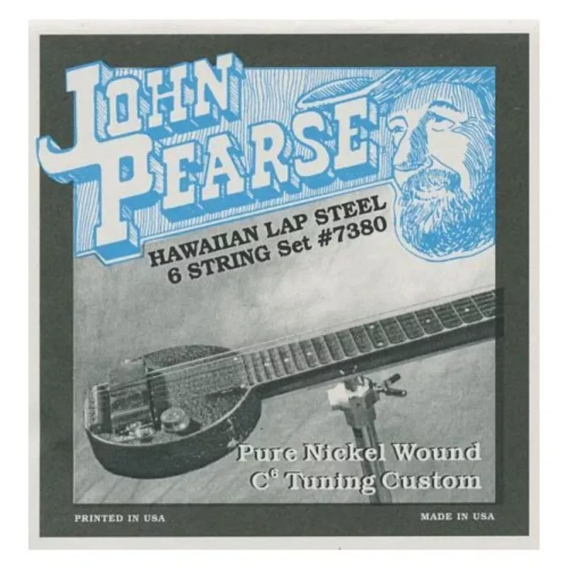 John Pearse JP7380 Pure Nickel Wound 6-String Hawaiian Lap Steel Guitar Strings – C6 Tuning