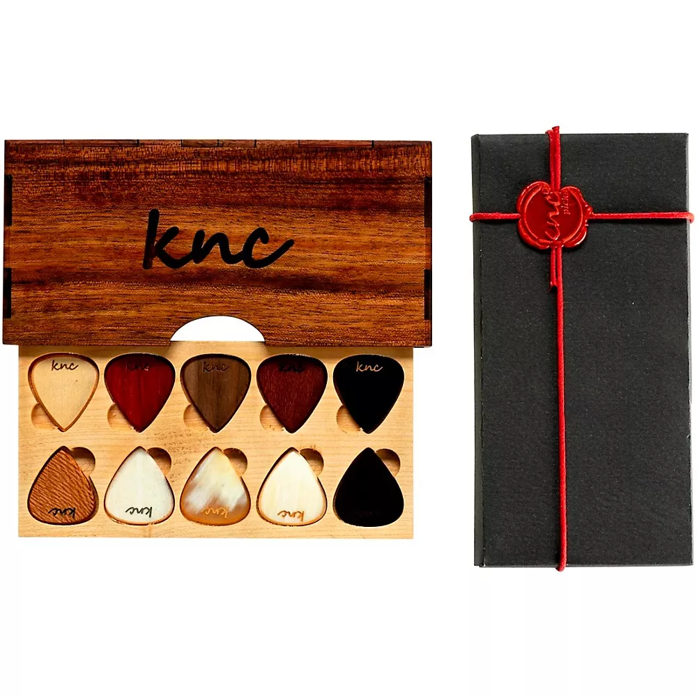 Knc Picks Assorted Guitar Picks With Wooden Box 10 Pack