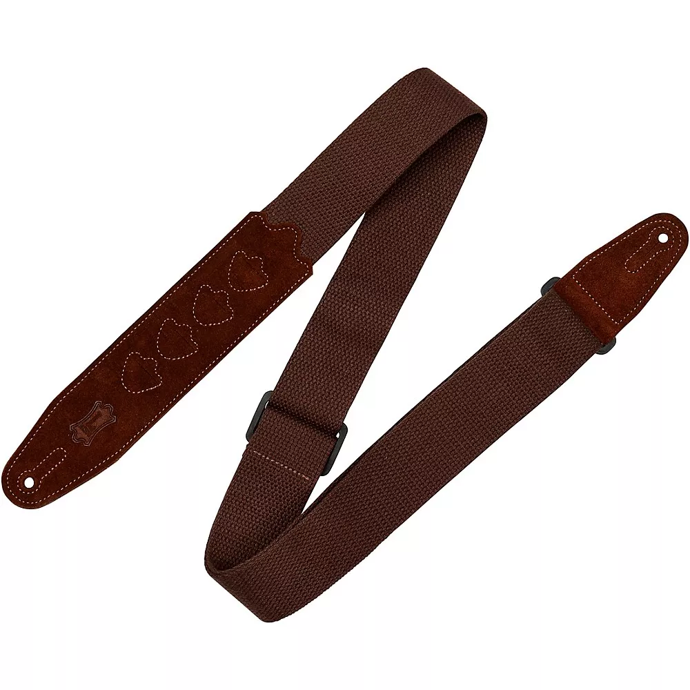 Levy's 2" Cotton Guitar Strap With Pick Holder Brown