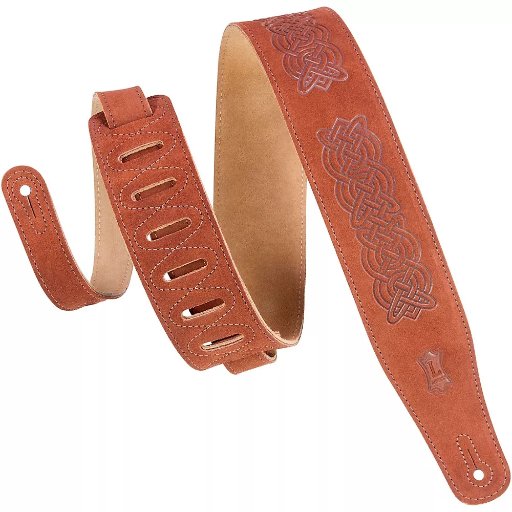 Levy's MS26CK-BRN 2 1/2" Wide Brown Suede Leather Guitar Straps