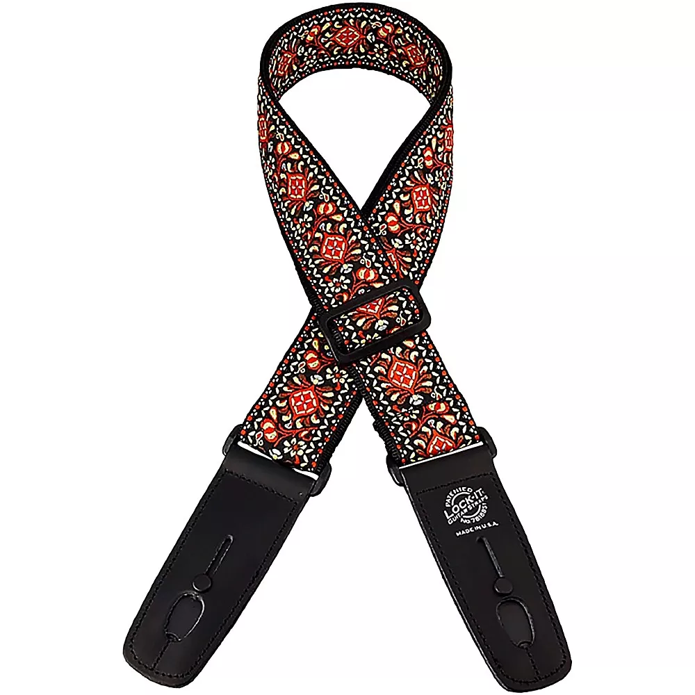 Lock-It Straps Jacquard 2" Locking Guitar Strap Chestnut Bay
