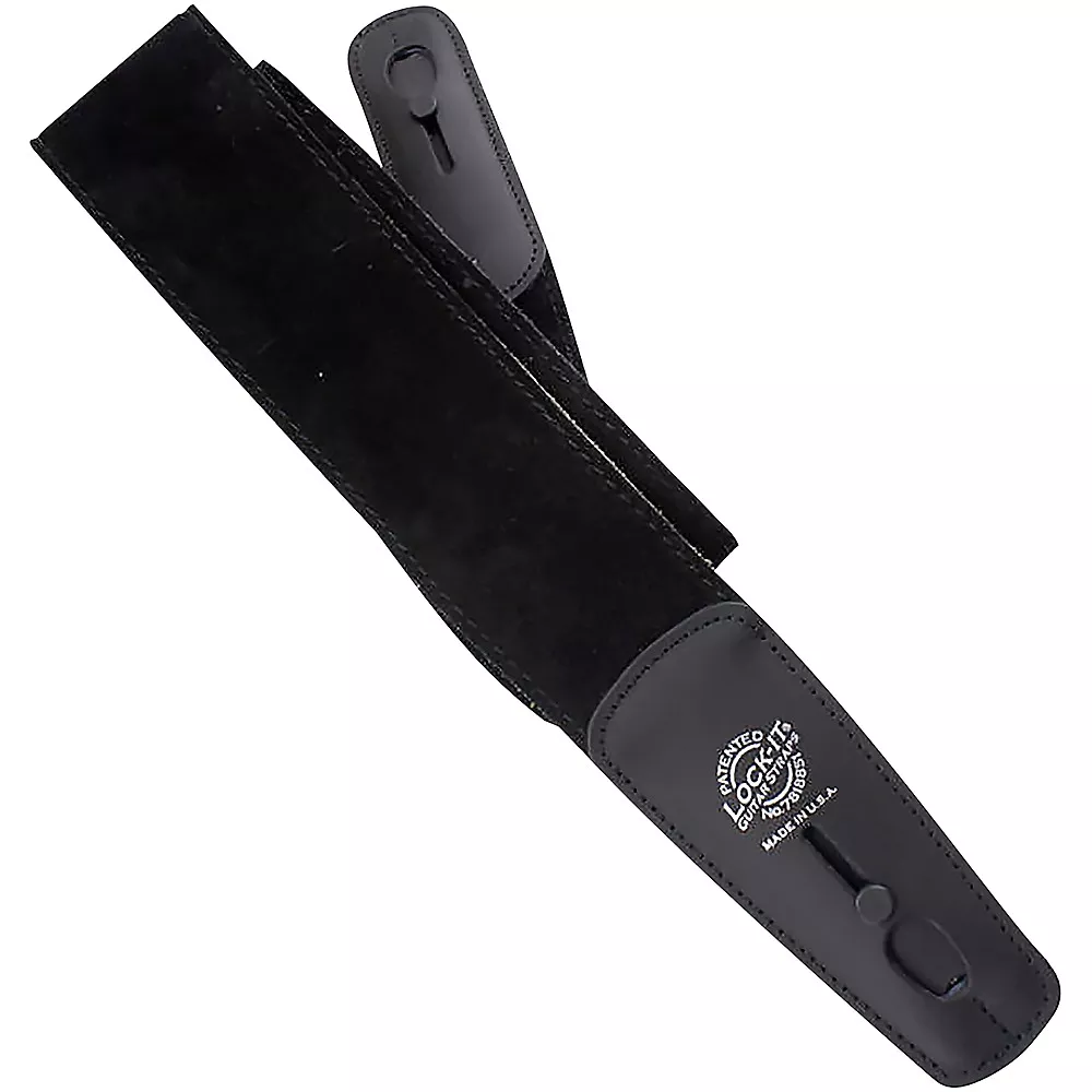 Lock-It Straps Suede 2.5" Locking Guitar Strap Black