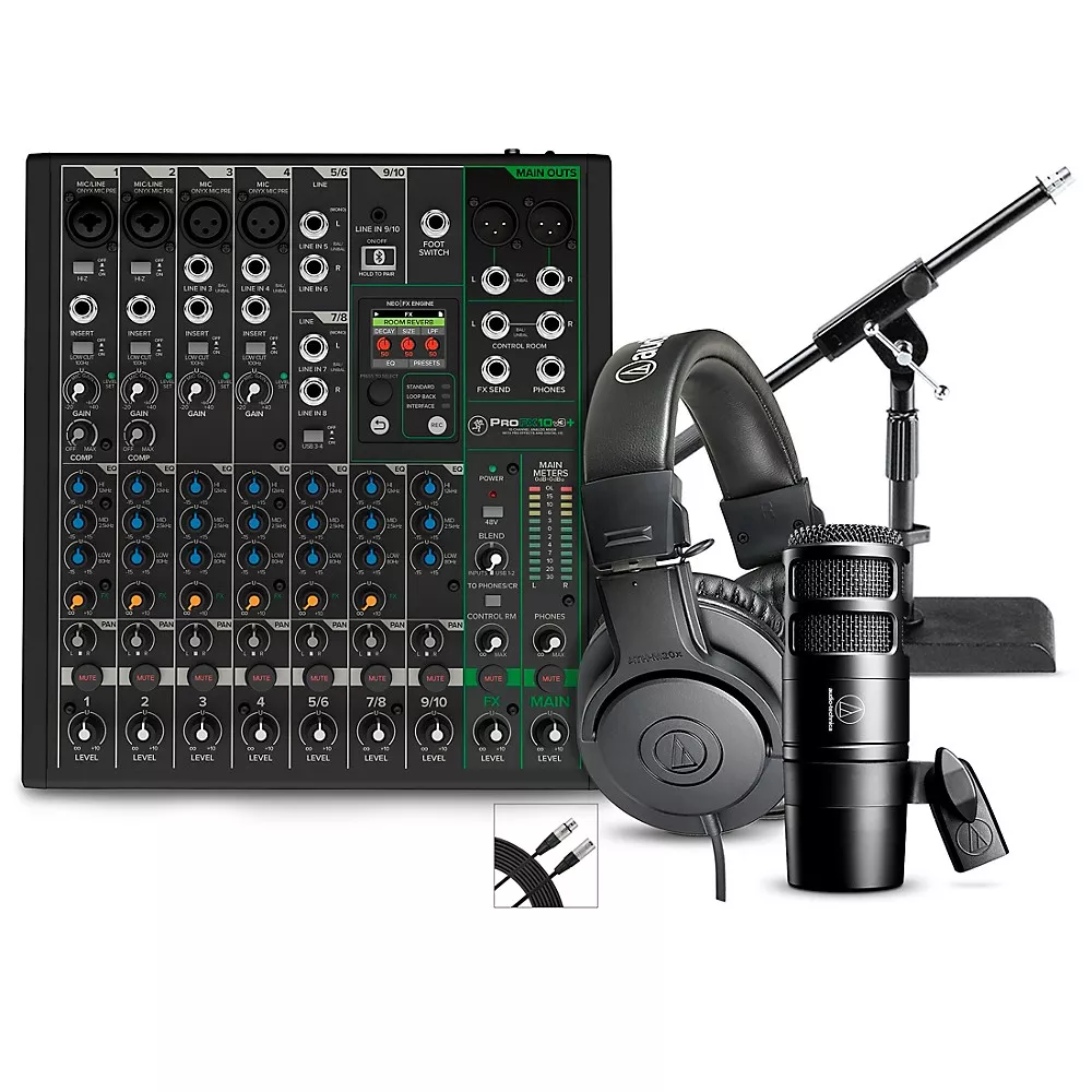 Mackie ProFX10v3+ Content Creator Bundle With AT2040 Microphone & ATH-M20X Headphones